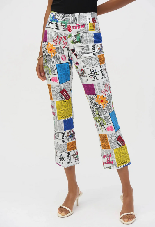 Newspaper Print Flare Pant