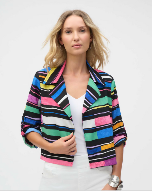 Striped Puff Sleeve Blazer